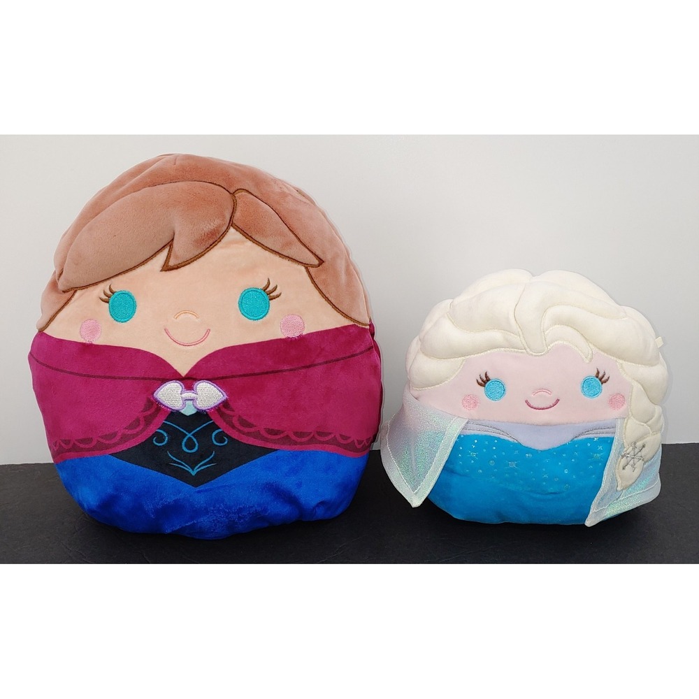 Squishmallows Disney Frozen Anna 10" And Elsa 7" Plush Kellytoy Princess